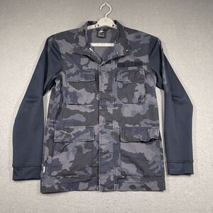 Nike Jacket Mens Small Blue Camo NSW SPORTSWEAR Gorpcore Ripstop Snap Pockets